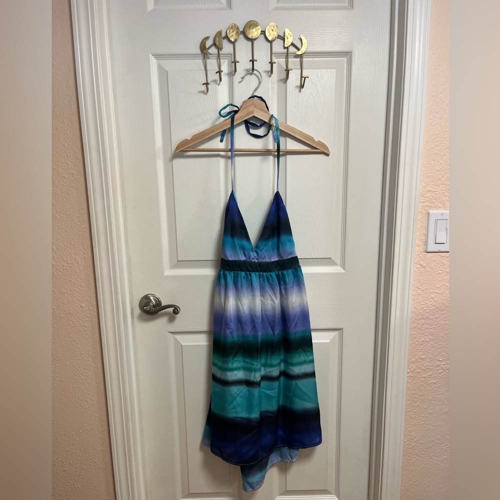 H&M Blue and Green Watercolor Dress